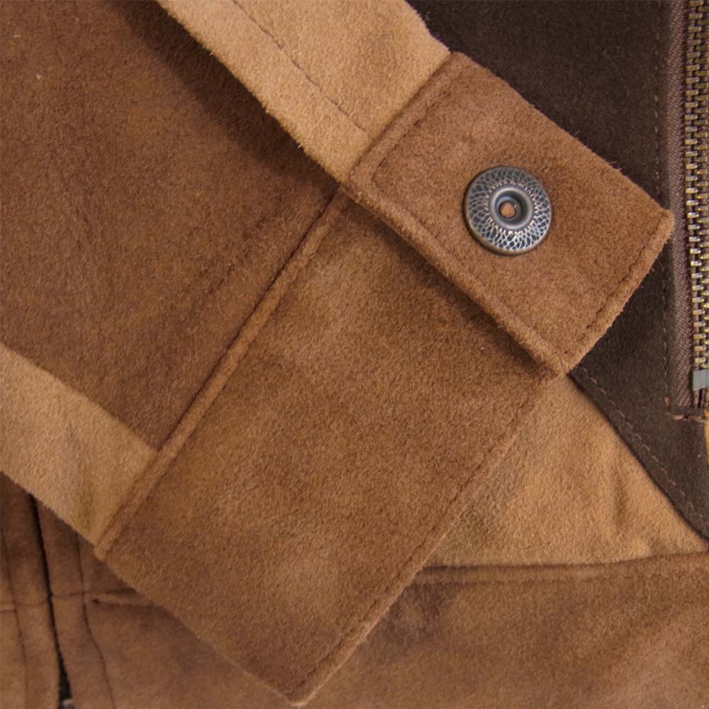 HYSTERIC GLAMOUR ヒステリックグラマー 05203LB01 HYSTERICS ラム スエード パッチワーク ブルゾン ベージュ×ブラウン S【新古品】【未使用】【中古】