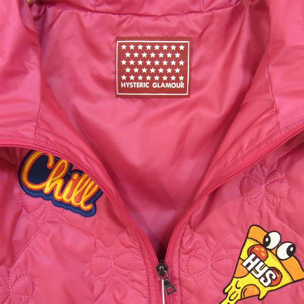 HYSTERIC GLAMOUR ヒステリックグラマー 001203AB01 COMIC アップリケ フーデッド ブルゾン ピンク系 FREE【新古品】【未使用】【中古】