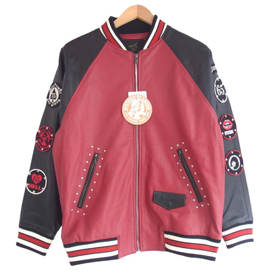 HYSTERIC GLAMOUR ヒステリックグラマー 20AW 01203LB01 ラムレザー オーバーサイズ スタジャン 赤×黒 F【新古品】【未使用】【中古】