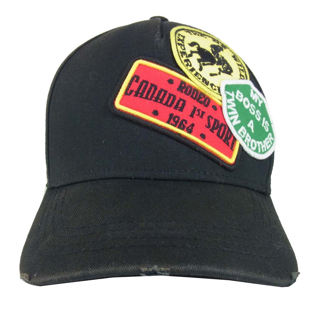 DSQUARED2 ディースクエアード 20154 ワッペン付き ダメージ キャップ ブラック系【中古】