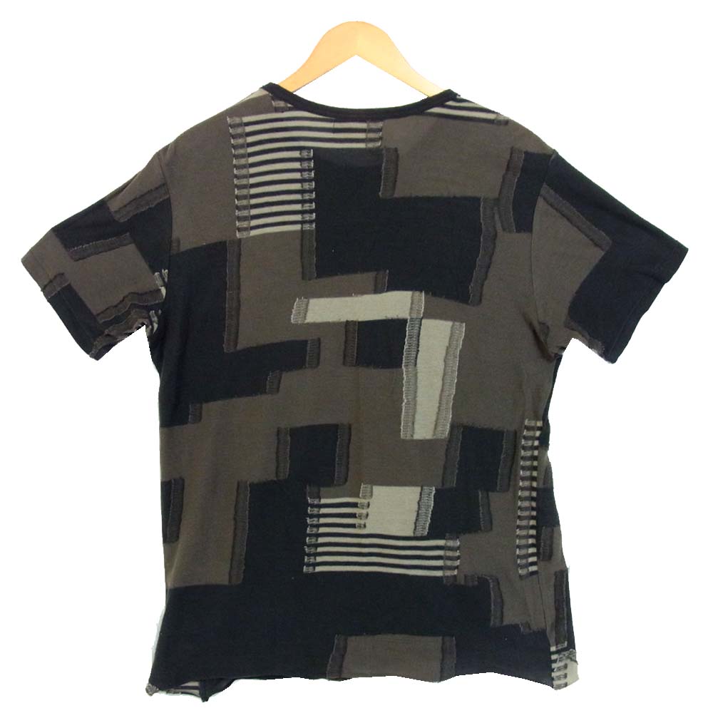 Yohji Yamamoto ヨウジヤマモト ワイズ Y's MV-T77-045 パッチワークデザイン 半袖 カットソー カーキグレー系 2【中古】
