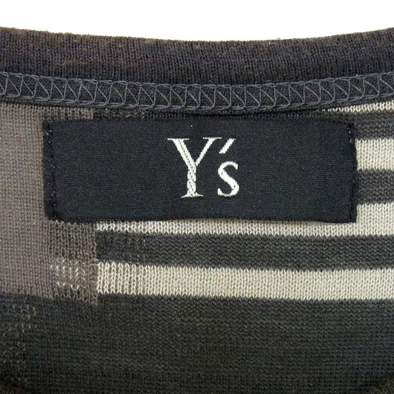 Yohji Yamamoto ヨウジヤマモト ワイズ Y's MV-T77-045 パッチワークデザイン 半袖 カットソー カーキグレー系 2【中古】