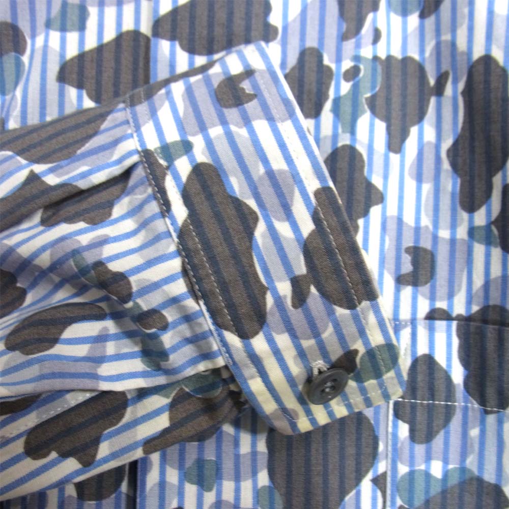 Yohji Yamamoto ヨウジヤマモト POUR HOMME プールオム 14AW HF-B15-016 襟ファスナー着脱 カモフラ ストライプ シャツ グレー系 3【中古】