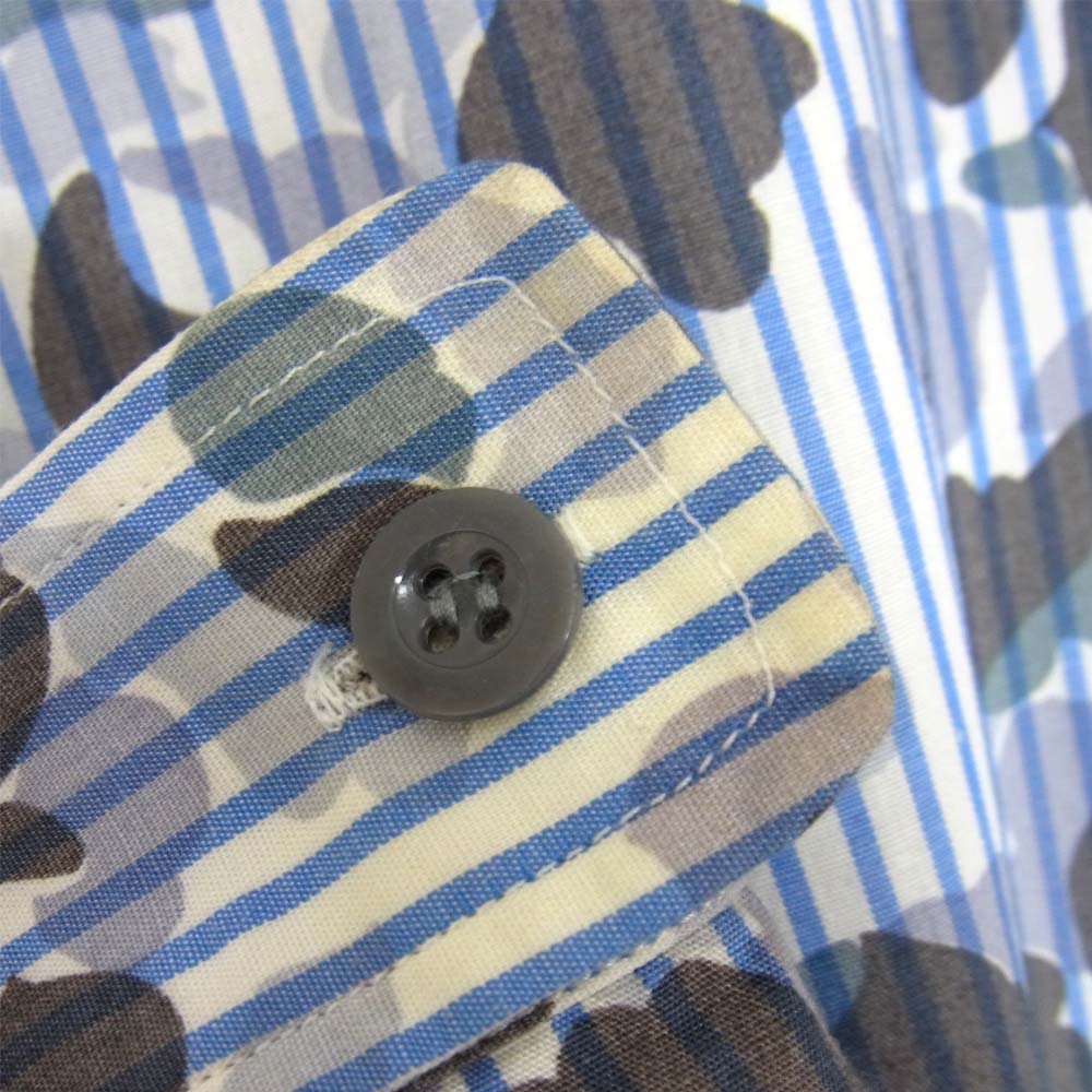 Yohji Yamamoto ヨウジヤマモト POUR HOMME プールオム 14AW HF-B15-016 襟ファスナー着脱 カモフラ ストライプ シャツ グレー系 3【中古】