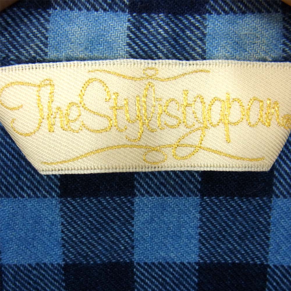 The Stylist Japan ザスタイリストジャパン ブロックチェック ボタンダウン 長袖シャツ ブルー系 L【中古】