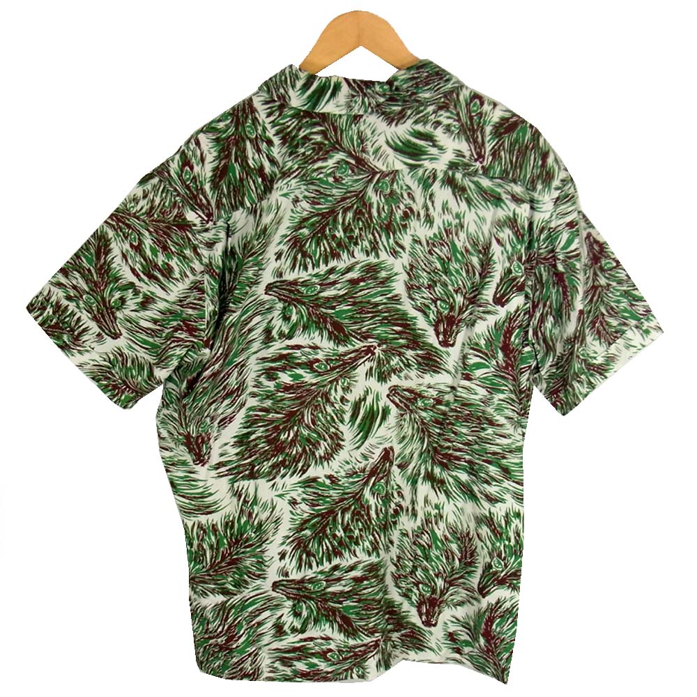 TENDERLOIN テンダーロイン T-RAYON SHT WOLF レーヨン ウルフ 半袖シャツ グリーン系 S【中古】