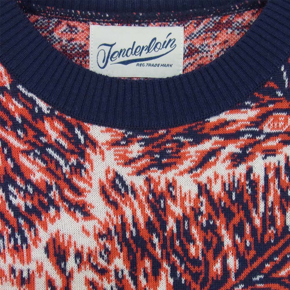 TENDERLOIN テンダーロイン T-SWEATER WOLF ウルフ 総柄 ニット レッド系 S【中古】