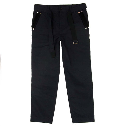 Sacai サカイ 18-01752M ベルト付き ベロアポケット コットン パンツ 日本製 ダークネイビー系 1【中古】