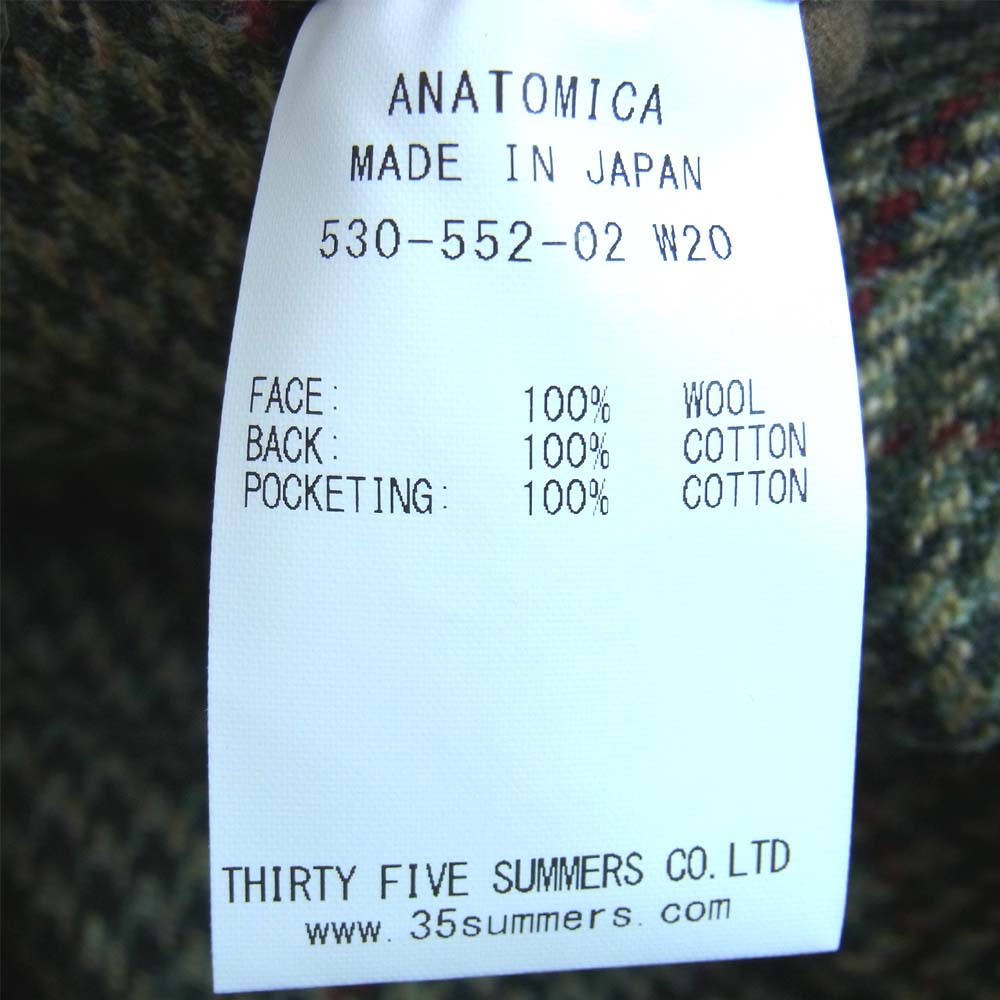 アナトミカ 20AW 530-552-02 SINGLE RAGLAN 2 S-P GABARDINE リバーシブル シングル ラグラン コート モスグリーン系 44【新古品】【未使用】【中古】