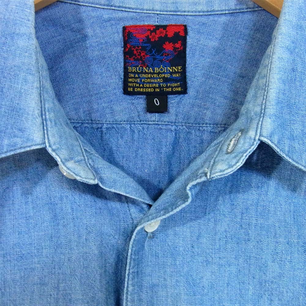 BRU NA BOINNE ブルーナボイン 4337 シャンブレー 長袖シャツ ライトブルー系【中古】