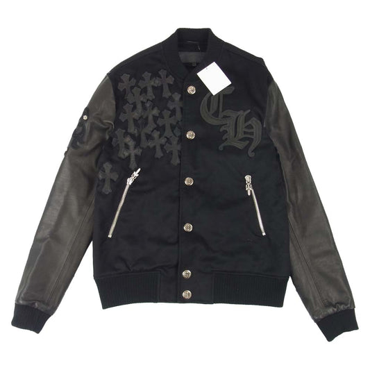 CHROME HEARTS クロムハーツ（原本無） LETTERMAN レターマン クロスボール レザー カシミヤ スタジャン ブラック系 M【美品】【中古】