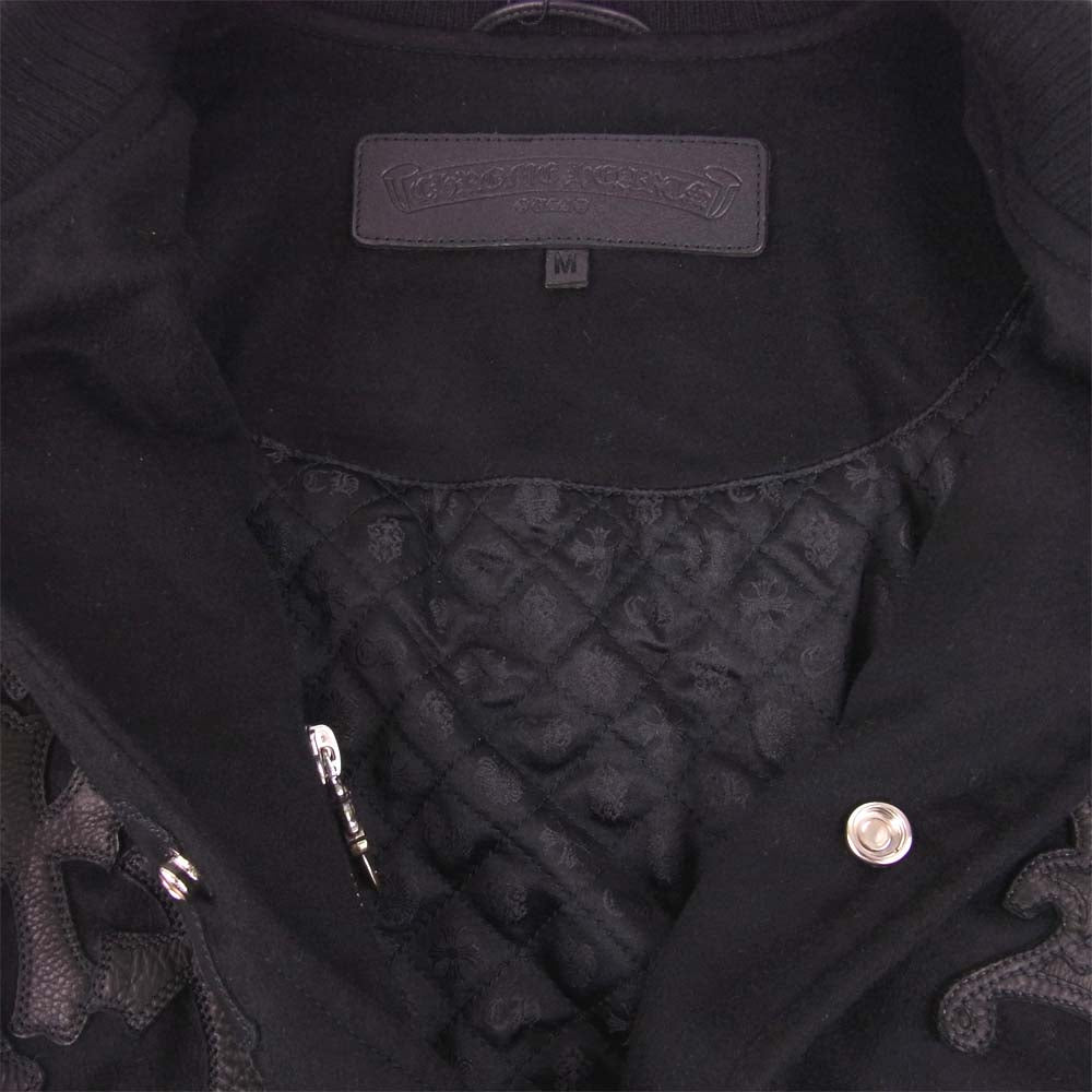 CHROME HEARTS クロムハーツ（原本無） LETTERMAN レターマン クロスボール レザー カシミヤ スタジャン ブラック系 M【美品】【中古】