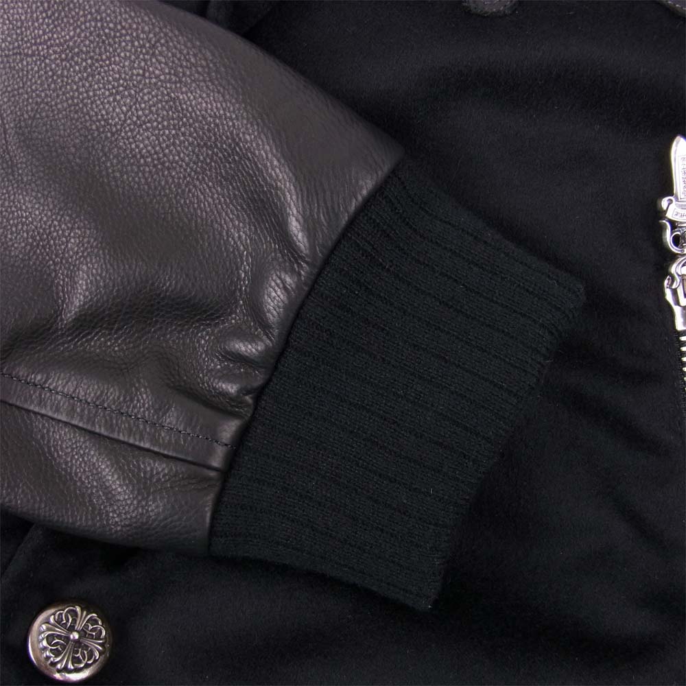 CHROME HEARTS クロムハーツ（原本無） LETTERMAN レターマン クロスボール レザー カシミヤ スタジャン ブラック系 M【美品】【中古】