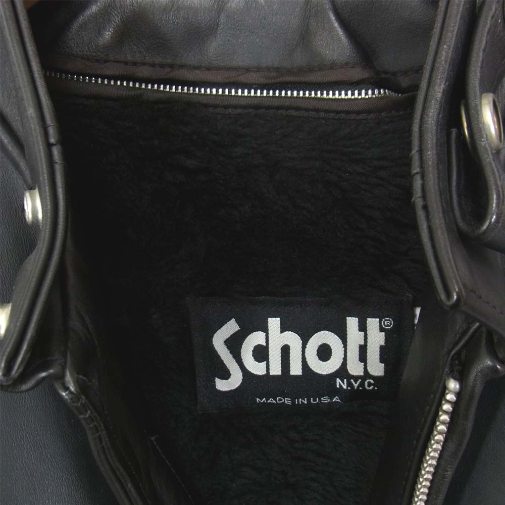 schott ショット シングル ライダース ライナー付き ブラック系 38【中古】