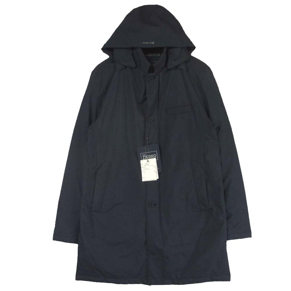 Herno ヘルノ Pl154UL Laminar フード付き ダウン チェスター コート ネイビー系 50【新古品】【未使用】【中古】
