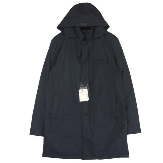 Herno ヘルノ Pl154UL Laminar フード付き ダウン チェスター コート ネイビー系 50【新古品】【未使用】【中古】