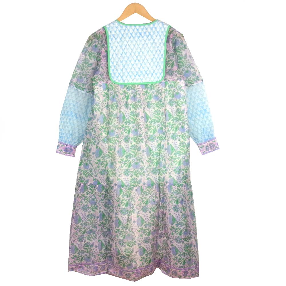 Ron Herman ロンハーマン × SZ BLOCKPRINTS エスゼット ブロックプリント シルク ジョセフ ドレス ワンピース ライトブルー系 XS【新古品】【未使用】【中古】