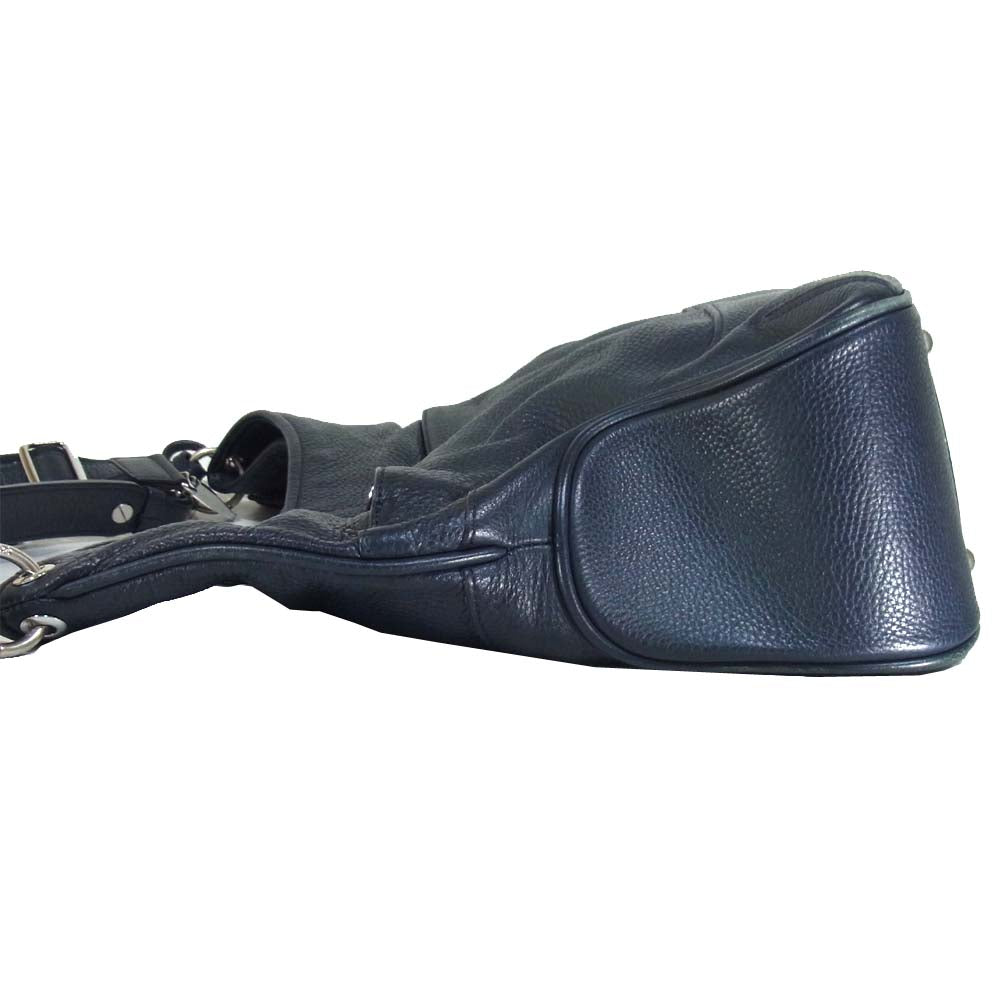 PELLE MORBIDA ペッレモルビダ エディターズバッグ シュリンクレザー 2WAY ショルダー バッグ ダークネイビー系【中古】