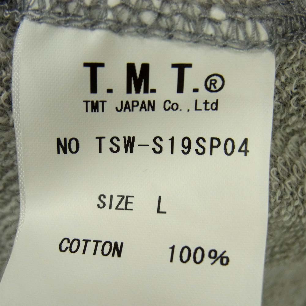 TMT ティーエムティー TSW-S19SP04 GAZE MINI FRENCH TERRY PULLOVER HOODIE FLORIDA ガーゼ 裏毛 フロリダ プリント パーカー グレー系 L【中古】