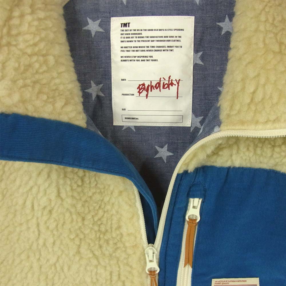 TMT ティーエムティー TJK-F18SP01 AMERICAN RETRO BOA JACKET 裏地バンダナ柄 アメリカン レトロ ボア フリース ジャケット クリーム系 M【中古】
