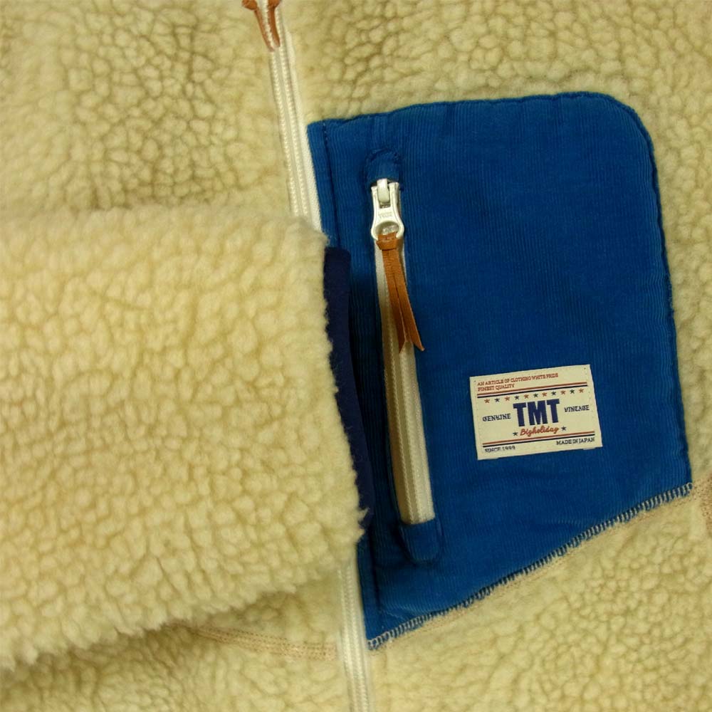 TMT ティーエムティー TJK-F18SP01 AMERICAN RETRO BOA JACKET 裏地バンダナ柄 アメリカン レトロ ボア フリース ジャケット クリーム系 M【中古】