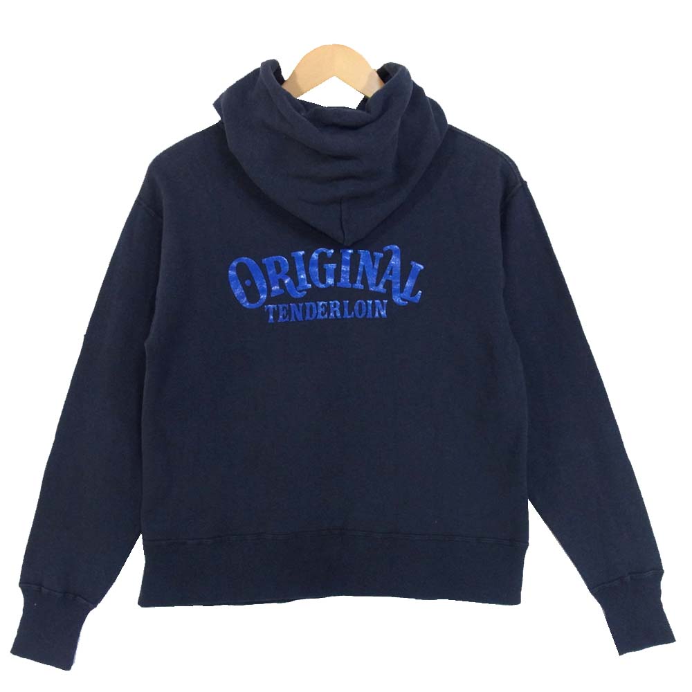 TENDERLOIN テンダーロイン T-PARKA フード ロゴ ネイビー系 S【中古】