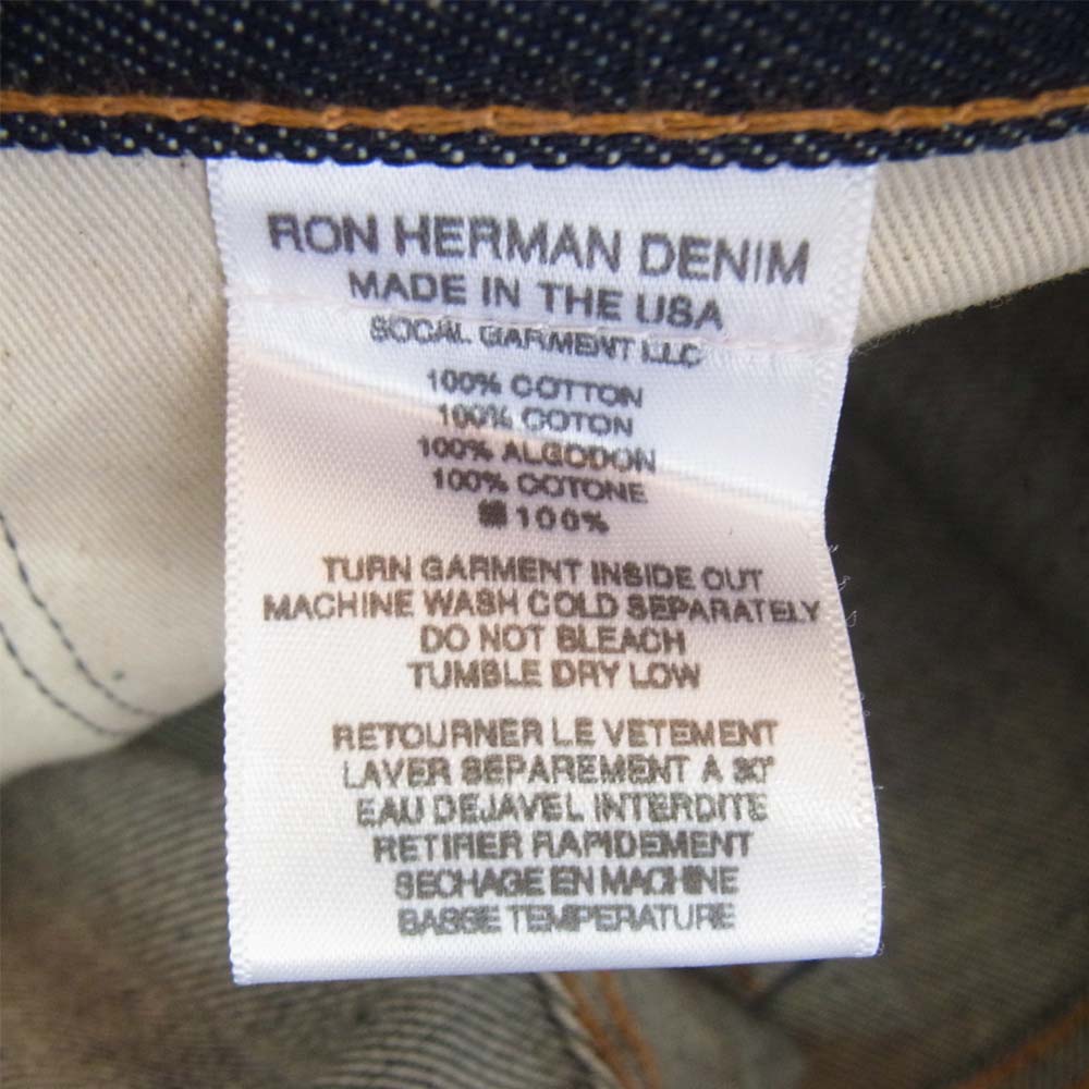 Ron Herman ロンハーマン RHD01-RW-E01 インディゴ ストレート デニム インディゴブルー系 29【美品】【中古】