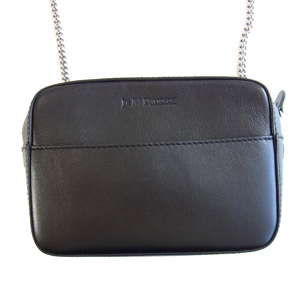 J&M Davidson ジェイアンドエムデヴィッドソン 1803N 7314 CHAIN PEBBLE MINI レザー チェーン ミニ ショルダー バッグ ブラック系【美品】【中古】