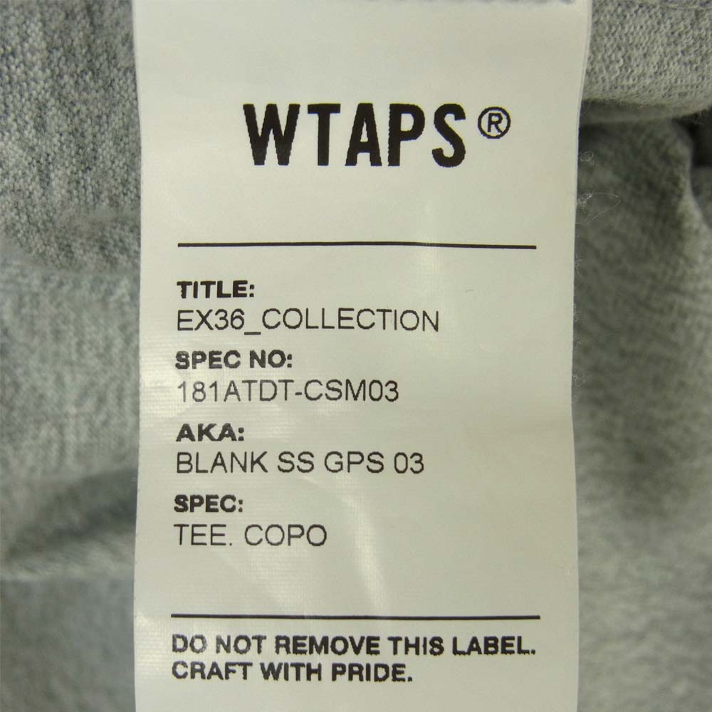 WTAPS ダブルタップス 181ATDT-CSM03 BLANK SS GPS 03 ブランク 半袖 Tシャツ グレー系 M【極上美品】【中古】