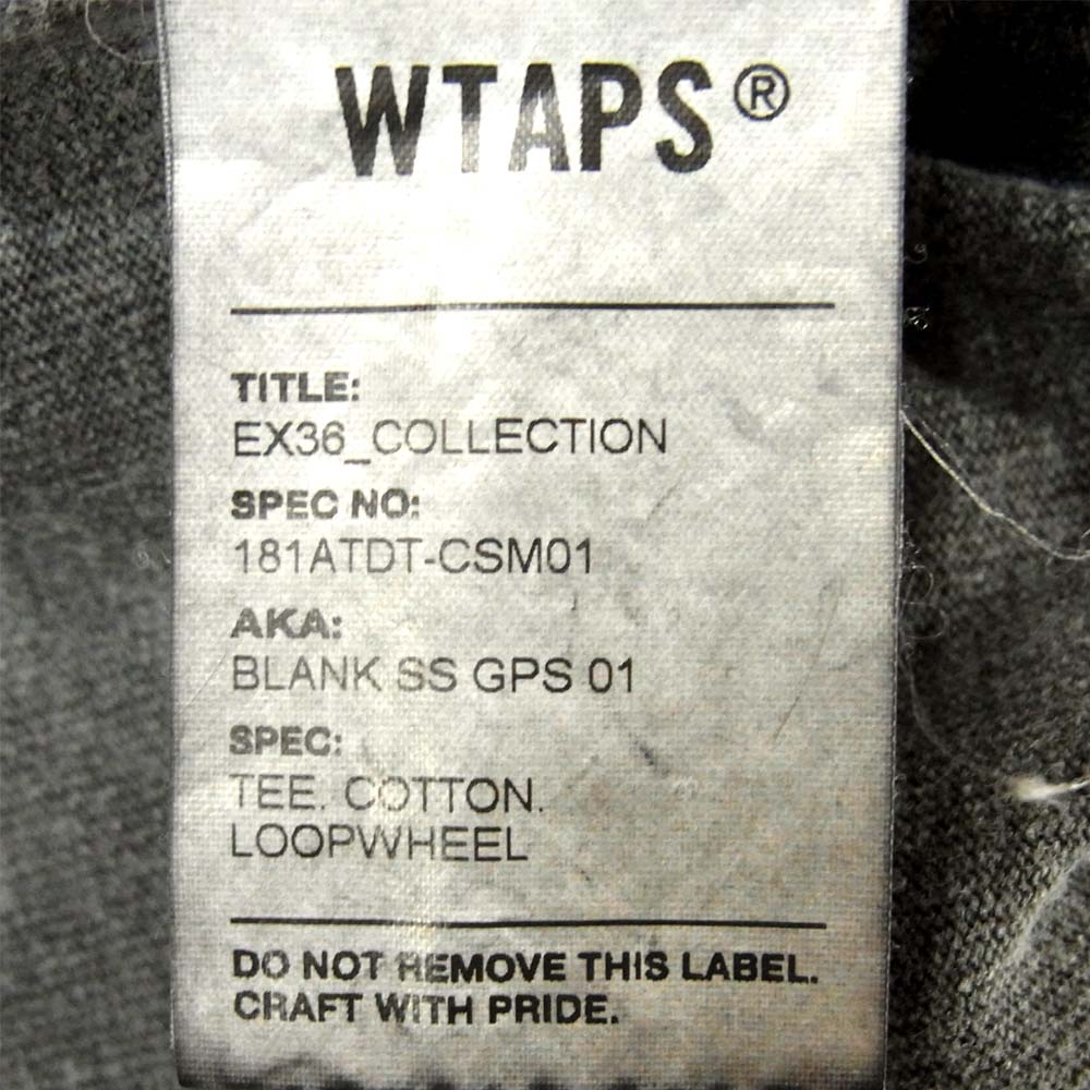 WTAPS ダブルタップス 18SS 181ATDT-CSM01 BLANK SS GPS01 ブランク 半袖 Tシャツ グレー系 M【極上美品】【中古】