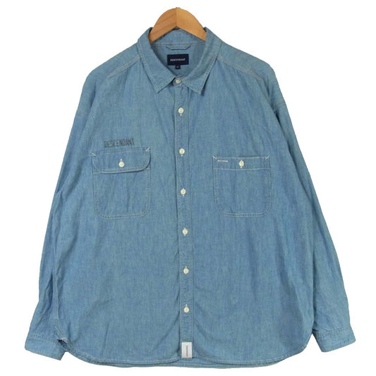 DESCENDANT ディセンダント 20SS 201WVDS-SHM03 VANNING CHAMBRAY SHIRT コットン シャンブレー 長袖シャツ インディゴブルー系 3【美品】【中古】