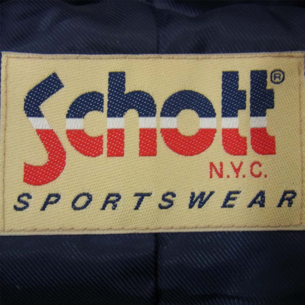 schott ショット ラムスキン フード付き レザー ブルゾン ジャケット ネイビー系 S【中古】