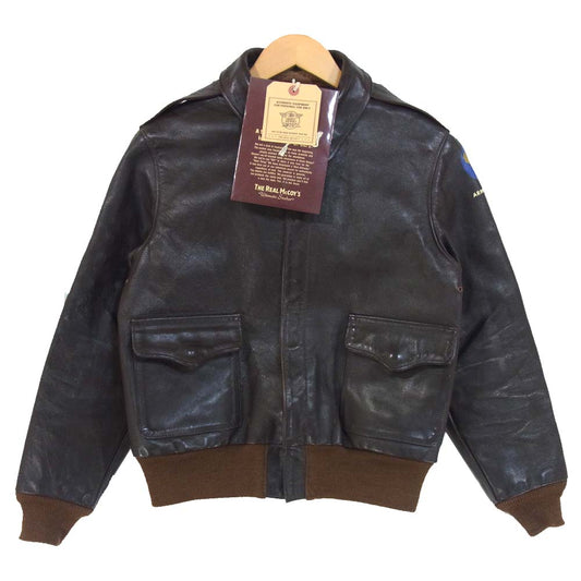 The REAL McCOY'S ザリアルマッコイズ 旧マッコイ 2906 ROUGH WEAR ラフウエア マスタングハイド A-2 レザー フライトジャケット ダークブラウン系 36【中古】
