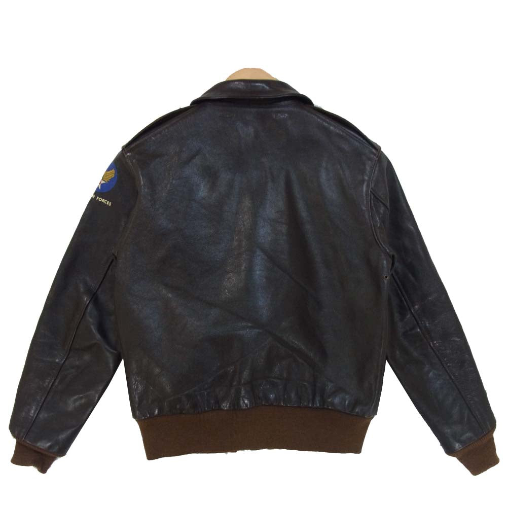 The REAL McCOY'S ザリアルマッコイズ 旧マッコイ 2906 ROUGH WEAR ラフウエア マスタングハイド A-2 レザー フライトジャケット ダークブラウン系 36【中古】