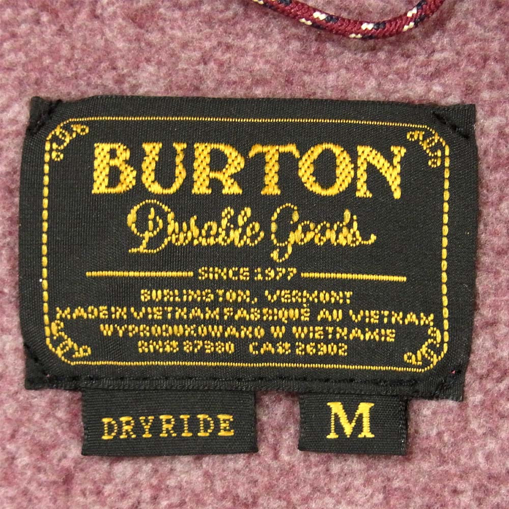 BURTON バートン 17339100626-M フリース ジップアップ パーカー SANGRIA HEATHER M【新古品】【未使用】【中古】