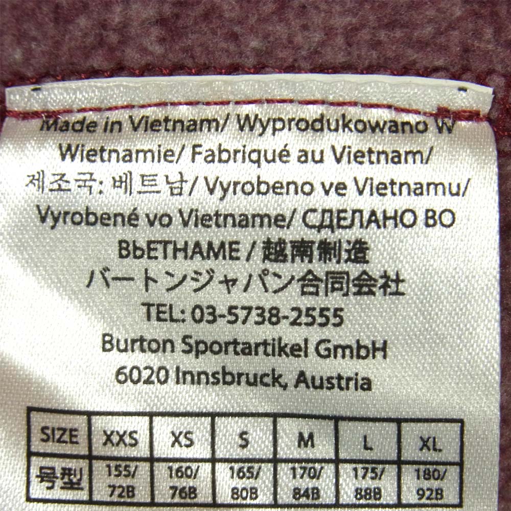 BURTON バートン 17339100626-M フリース ジップアップ パーカー SANGRIA HEATHER M【新古品】【未使用】【中古】