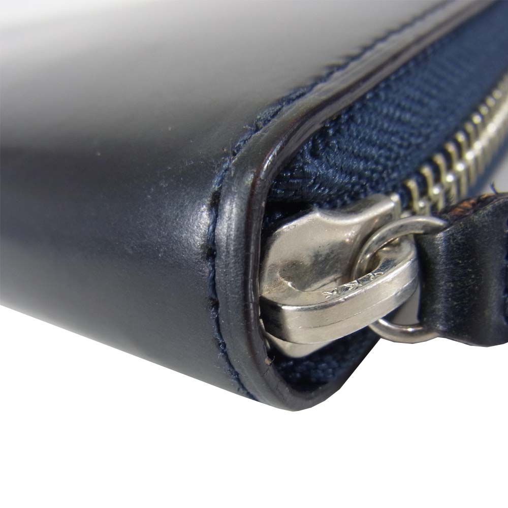 CYPRIS キプリス 5300 オイルシェルコードバン リンピットカーフ ラウンドファスナー ウォレット 長財布 ネイビー系【美品】【中古】