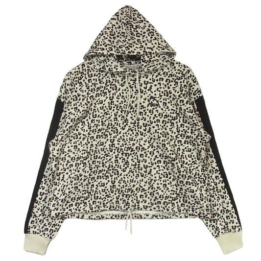 PUMA プーマ レオパード ショート パーカー バングラディシュ製 コットン オフホワイト系 L【極上美品】【中古】