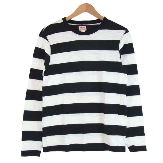 The REAL McCOY'S ザリアルマッコイズ BUCO ブコ ボーダー ロンT Tシャツ 黒×白 M【中古】