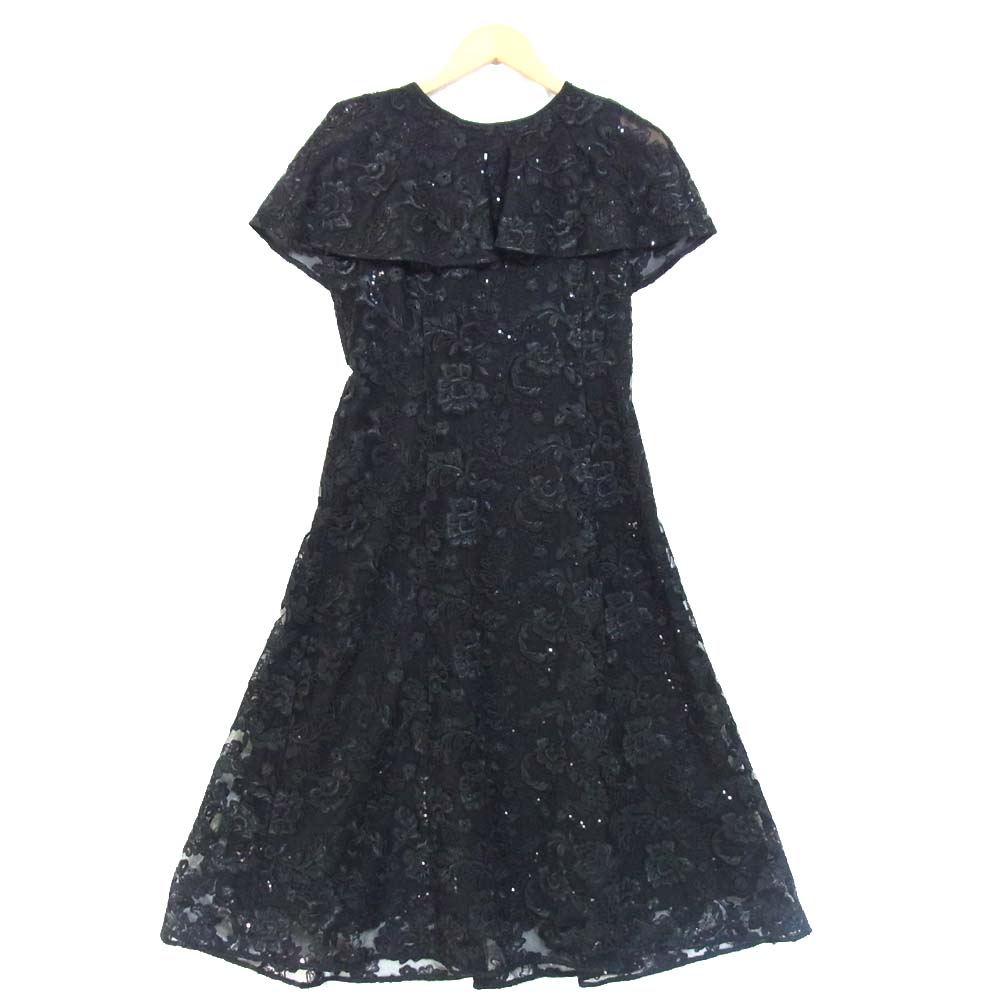 セルフォード CWF0201024 フラワー刺繍 ケープ ワンピース ブラック系 38【美品】【中古】