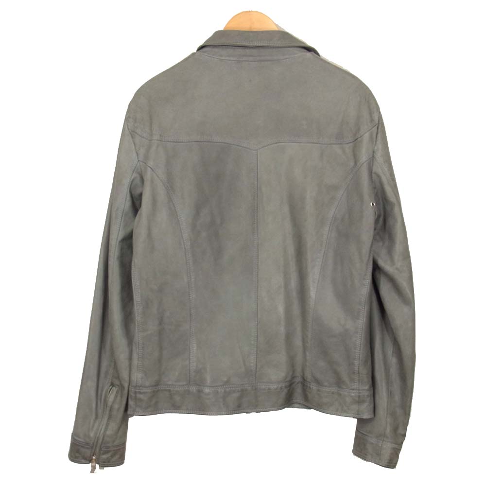デラン 国内正規品 イタリア製 ラムレザー シングルライダース ジャケット グレー グレー系 50【中古】
