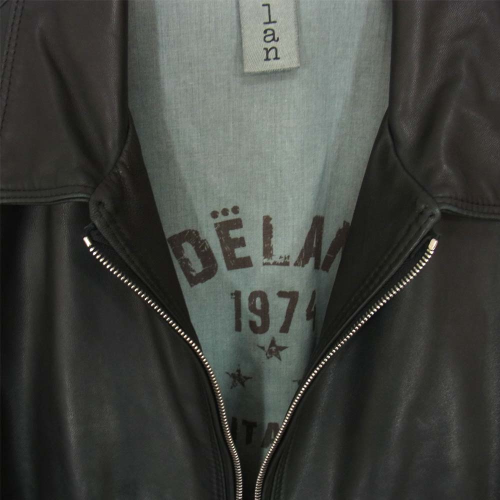 デラン 国内正規品 イタリア製 ラムレザー シングルライダース ジャケット 黒 ブラック系 50【中古】