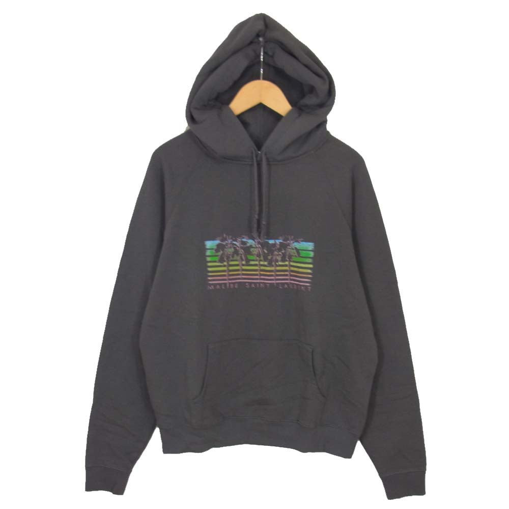 SAINT LAURENT サンローラン 597199 YBQQ2 1478 MALIBU プルオーバースウェット パーカー ダークグレー系 XL【美品】【中古】