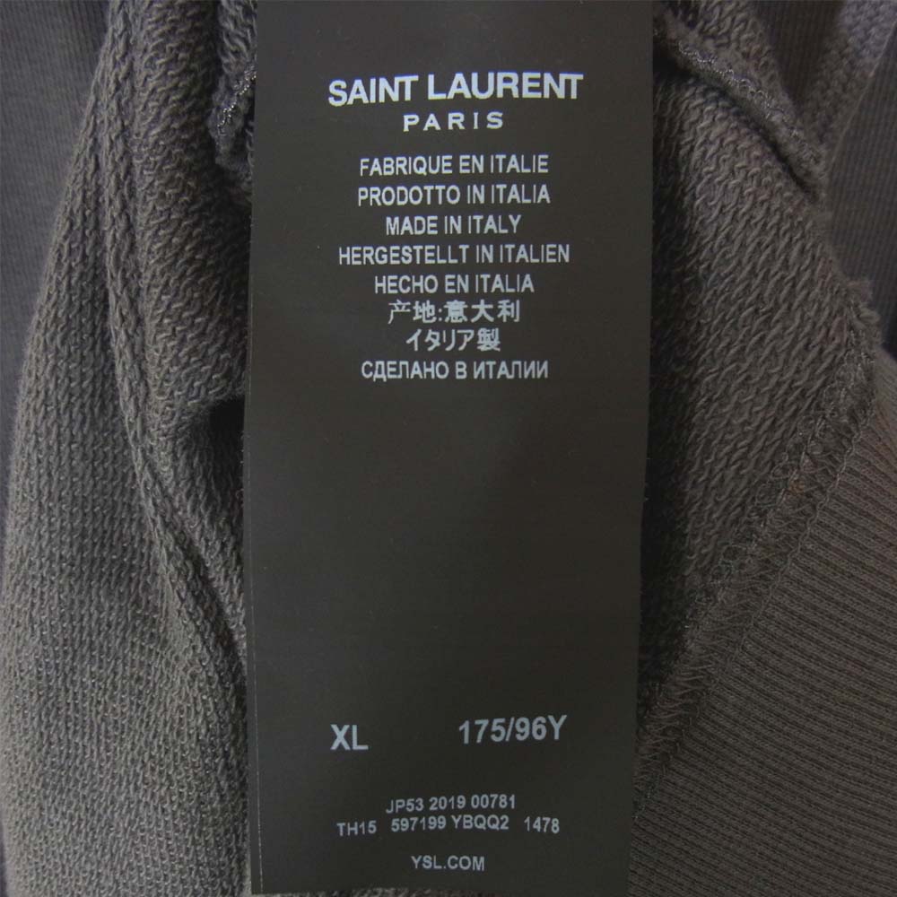 SAINT LAURENT サンローラン 597199 YBQQ2 1478 MALIBU プルオーバースウェット パーカー ダークグレー系 XL【美品】【中古】