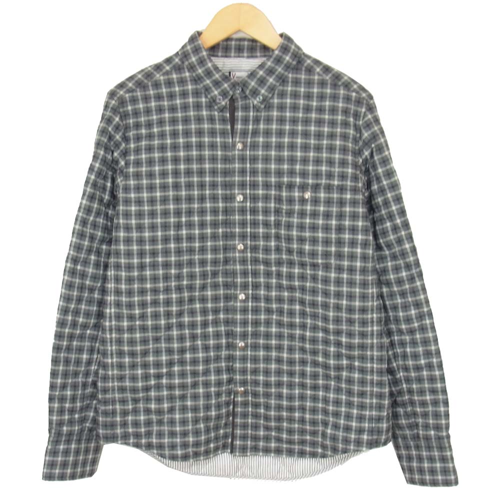 MONCLER GAMME BLEU モンクレール ガムブルー 国内正規品 CAMICIA カミチア チェック ダウン シャツ グレー系 1【美品】【中古】