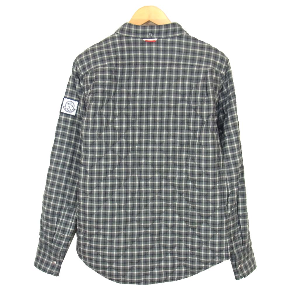 MONCLER GAMME BLEU モンクレール ガムブルー 国内正規品 CAMICIA カミチア チェック ダウン シャツ グレー系 1【美品】【中古】