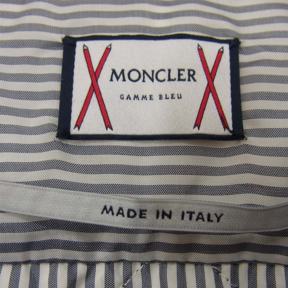 MONCLER GAMME BLEU モンクレール ガムブルー 国内正規品 CAMICIA カミチア チェック ダウン シャツ グレー系 1【美品】【中古】