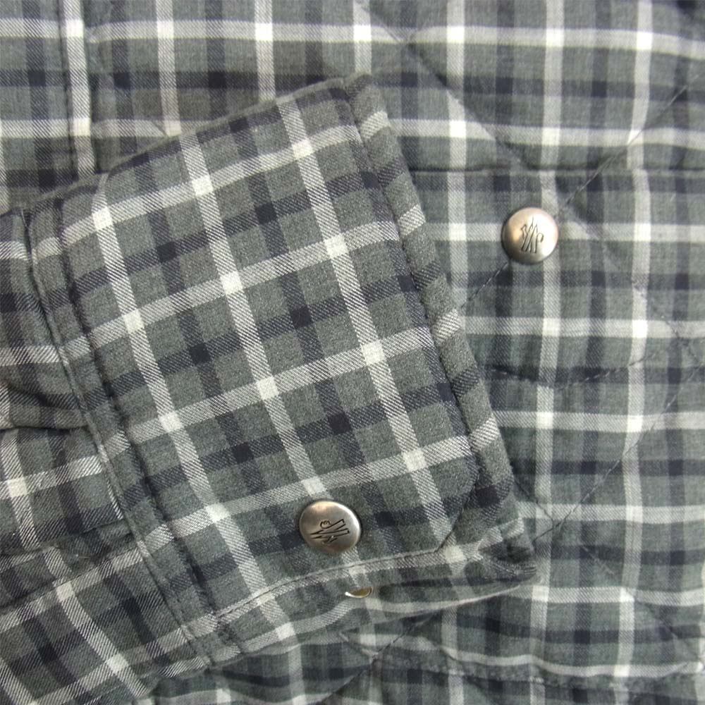 MONCLER GAMME BLEU モンクレール ガムブルー 国内正規品 CAMICIA カミチア チェック ダウン シャツ グレー系 1【美品】【中古】