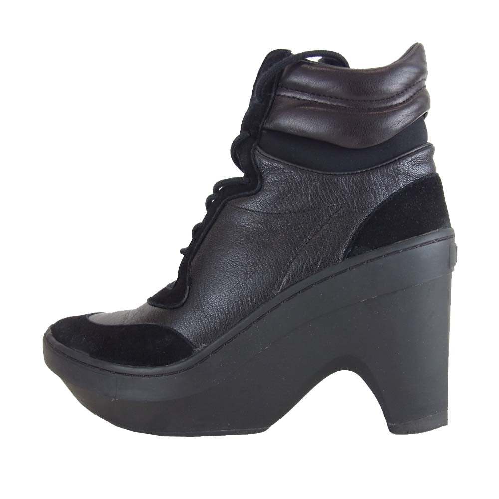 Yohji Yamamoto ヨウジヤマモト Y-3 ワイスリー M21821 SNEAK CLOG ヒール レザー スニーカー ブラック系 23.5cm【美品】【中古】