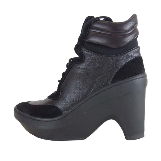 Yohji Yamamoto ヨウジヤマモト Y-3 ワイスリー M21821 SNEAK CLOG ヒール レザー スニーカー ブラック系 23.5cm【美品】【中古】